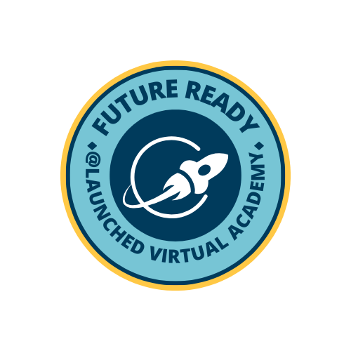 Logo featuring a rocket and the text "Future Ready @ Launched Virtual Academy" in a circular design.